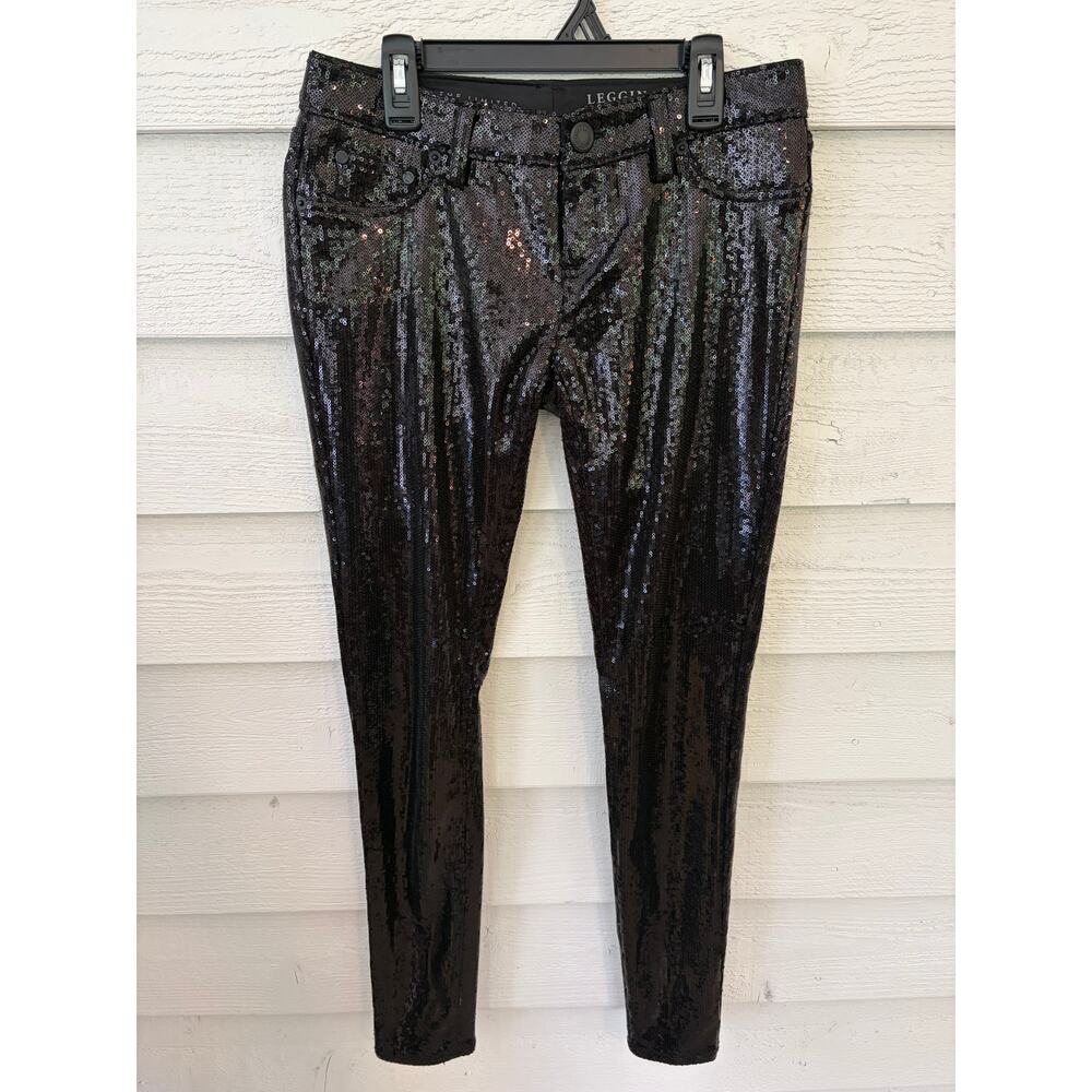 The Limited Sequin Mid Rise Legging Jeans Black Size 6 - Picture 2 of 6